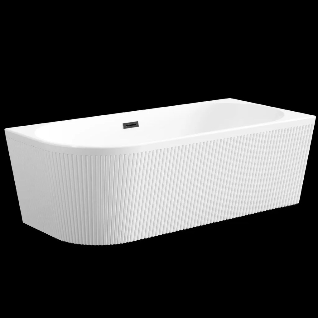 Invena Invena, voľne stojaca vaňa 170x80x58 cm, pravá, biela lesklá, čierny prepad, INV-AN-02-14P-KPL