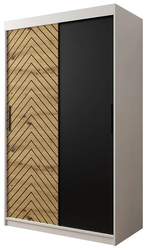 Skriňa Jodełka 120 biely/dub Artisan/čierna