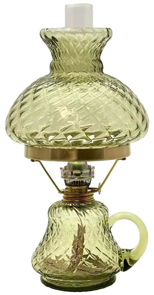 Floriánova huť Petrolejová lampa TEREZA 34 cm lesná zelená káro FL0045