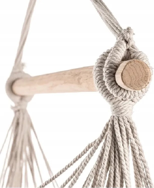 Béžové závesné kreslo PALAK s bielym stojanom