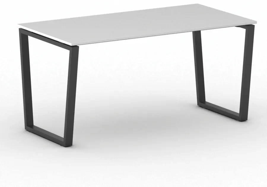 Kancelársky stôl PRIMO IMPRESS, čierna podnož, 1600 x 800 mm, biela