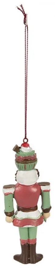 Zeleno-červená vianočná závesná dekorácia Luskáčik - 5*3*12 cm