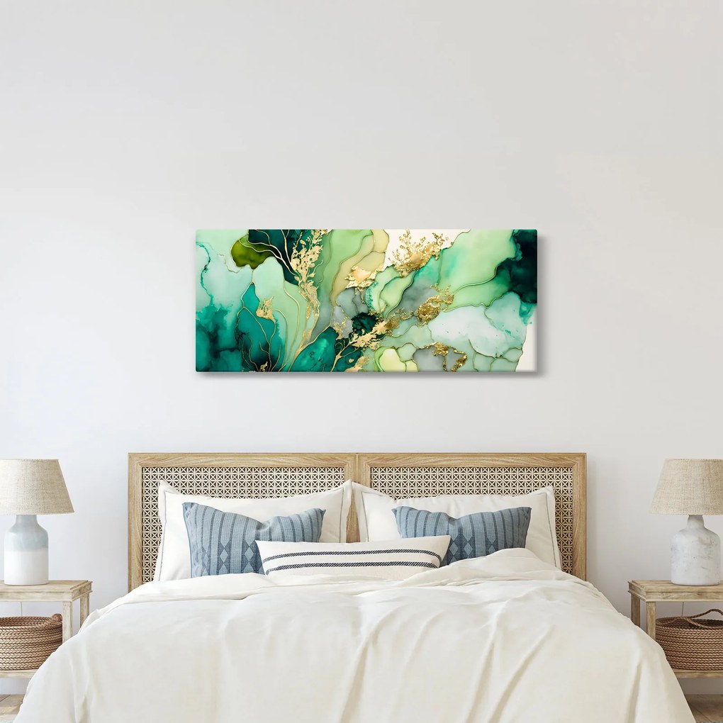 Obraz - Zelená abstrakcia (120x50 cm)