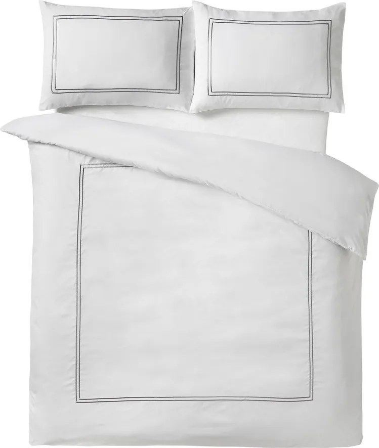 Biele 3-dielne saténové obliečky na dvojlôžko 200x200 cm So Soft Mono Satin Stitch – Catherine Lansfield