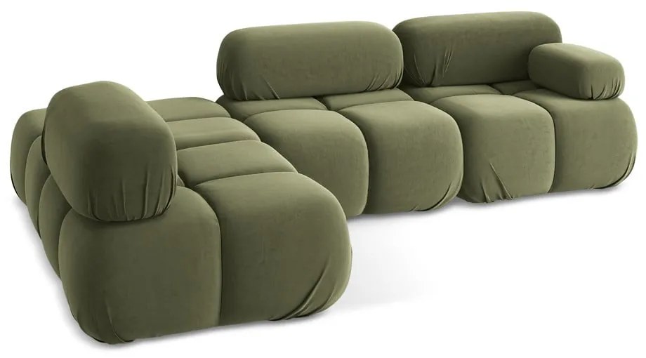 Svetlozelená zamatová modulárna rohová pohovka (ľavý roh) Lokua – Makamii