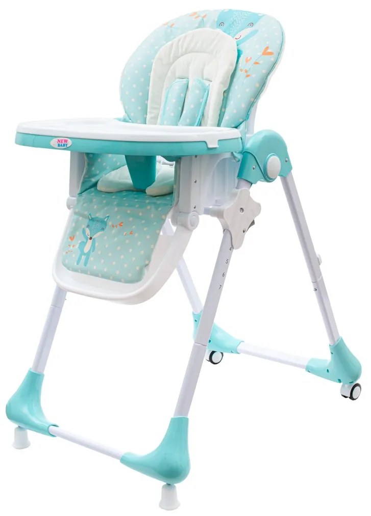 Jedálenská stolička NEW BABY Minty Fox - ekokoža a vložka pre bábätká