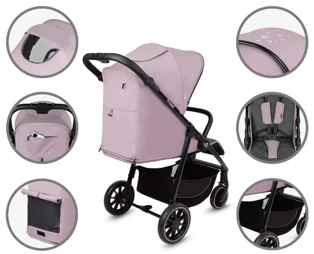 Kočík Kidwell Enzo 2v1 pre deti od narodenia do 22 kg, XXL strieška UPF 50+