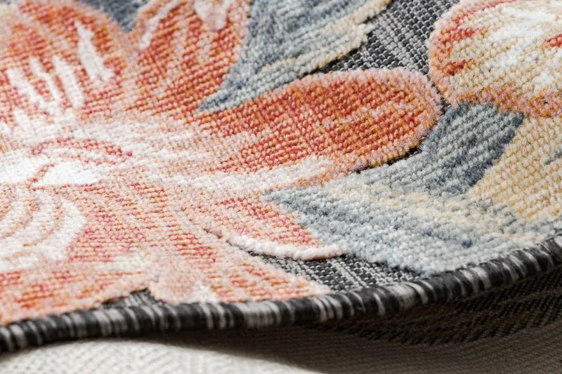 Dywany Łuszczów, Kusový koberec Botanic 65262 flowers black – na von aj na doma, 137x190, viacfarebná, chodba / predsieň