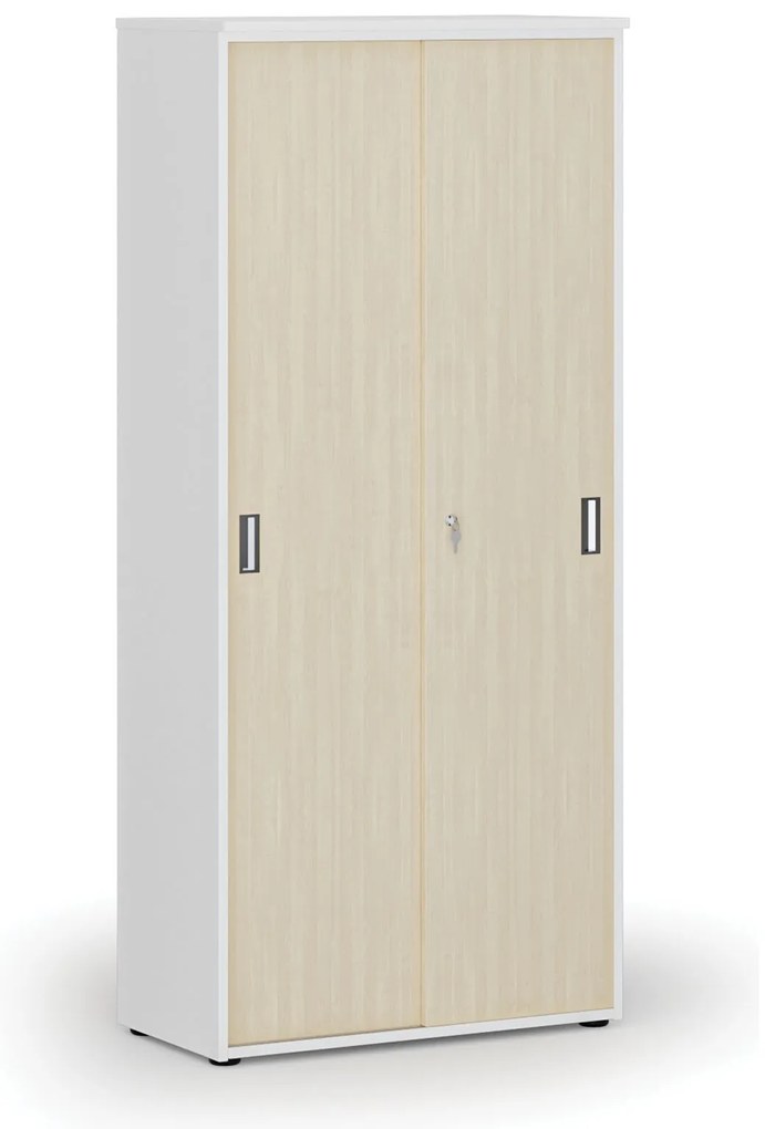 Skriňa so zasúvacími dverami PRIMO WHITE, 800 x 420 x 1781 mm, biela/breza