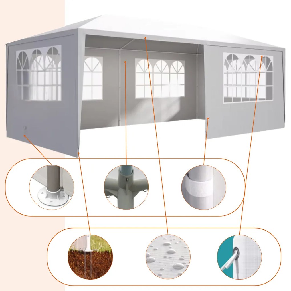 Párty stan NEAPOL, 3x6m, biela Jurhan