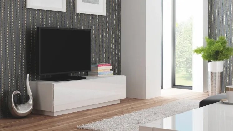 Livo - TV stolík 160 stojící (bílá mat/bílá lesk)