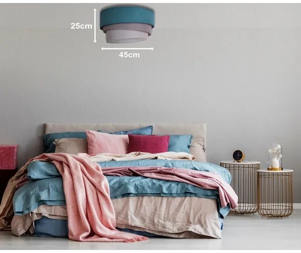 Duolla - Stropné svietidlo TRIO 1xE27/15W/230V pr. 45 cm tyrkysová/šedá/biela