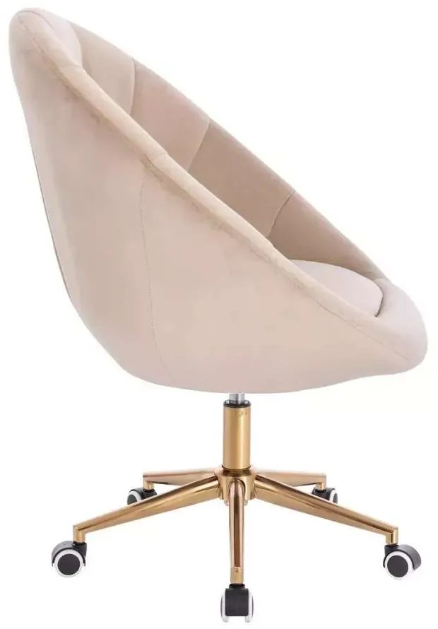 LuxuryForm DESIGN Kreslo VERA VELUR na zlatej podstave s kolieskami - latte