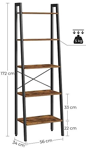 Industriálny regál, 5 políc, 172x56x34cm