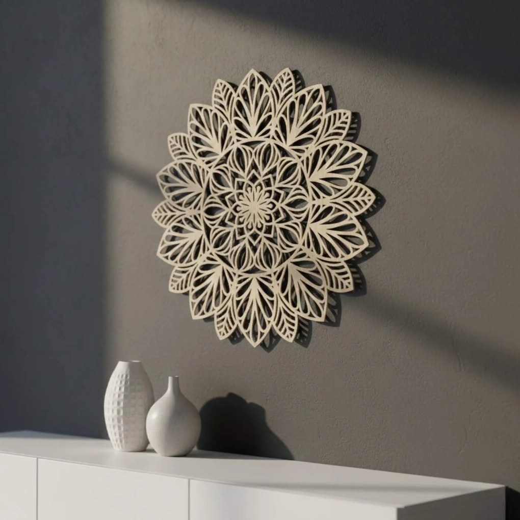 Drevená mandala na stenu | LOTUS: HDF - Orech 20 cm 4402-83848 HDF0255