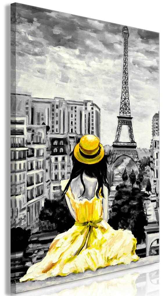 Artgeist Obraz - Paris Colour (1 Part) Vertical Yellow Veľkosť: 20x30, Verzia: Na talianskom plátne