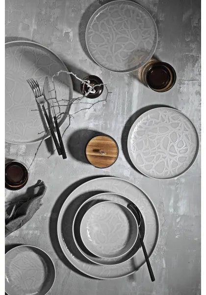 24-dielna jedálenská súprava, sivá/porcelán