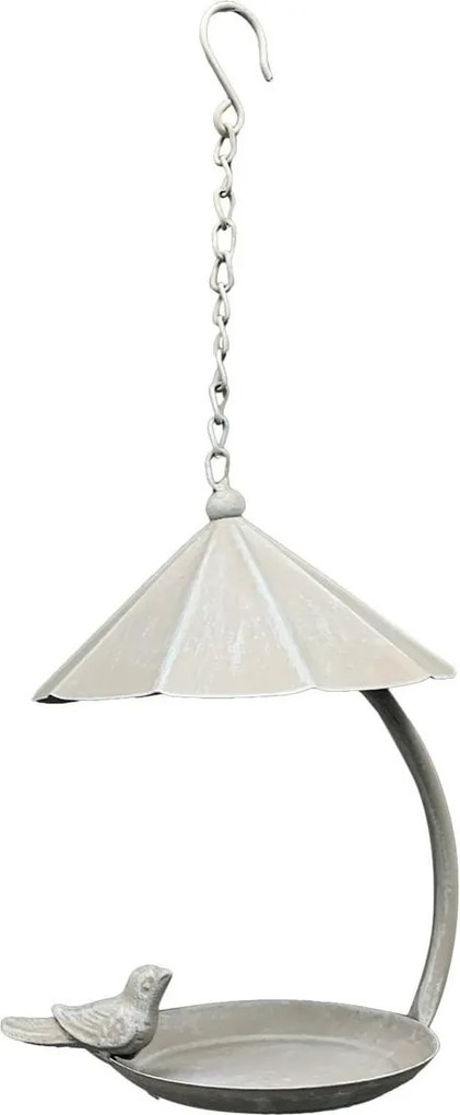 Závesné krmítko s dekoratívnym vtáčikom BIRDY 43 cm biele