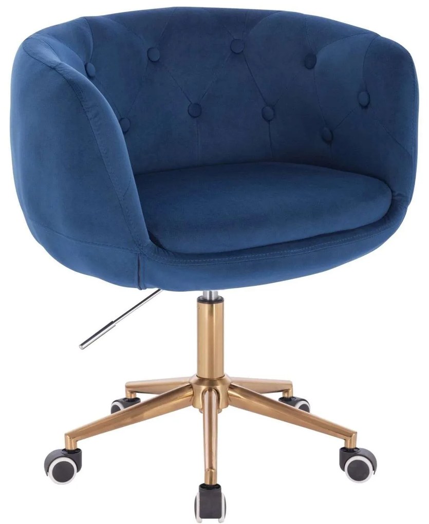 LuxuryForm DESIGN Kreslo MONTANA VELUR na zlaté podstave s kolieskami - modré
