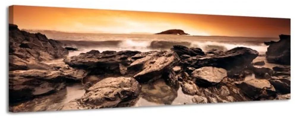 Obraz na plátne Panoráma, Rocky Coast, 36x118cm