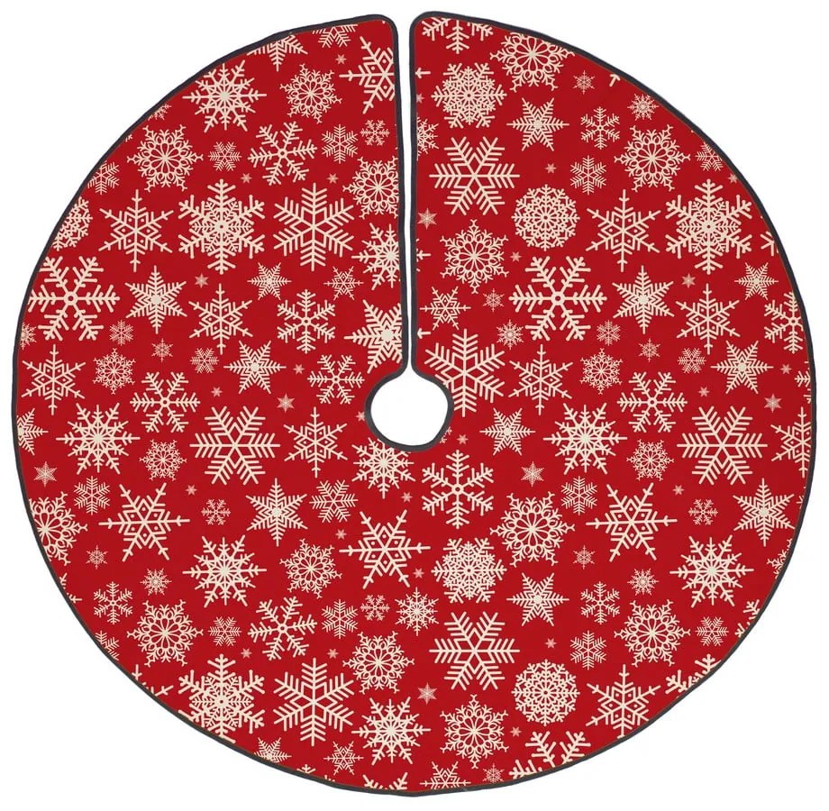 Bavlnený koberec pod vianočný stromček Butter Kings Freezy Snowflakes, ø 130 cm