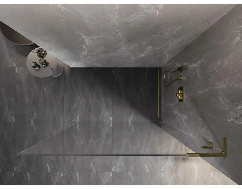 Mexen, Mexen Lunar L sprchová stena pravá 120 x 200 cm, priehľadná 8 mm, zlatá - 830L-120-000-50-00-P