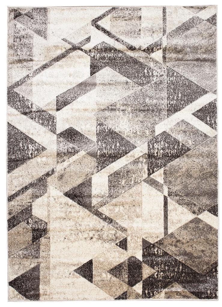 Univerzálny moderný koberec s geometrickým vzorom v odtieňoch hnedej