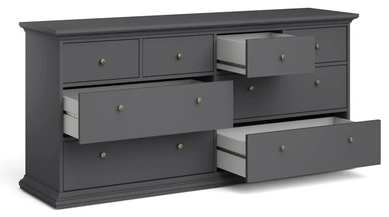 Sivá nízka komoda 183x87 cm Paris – Tvilum