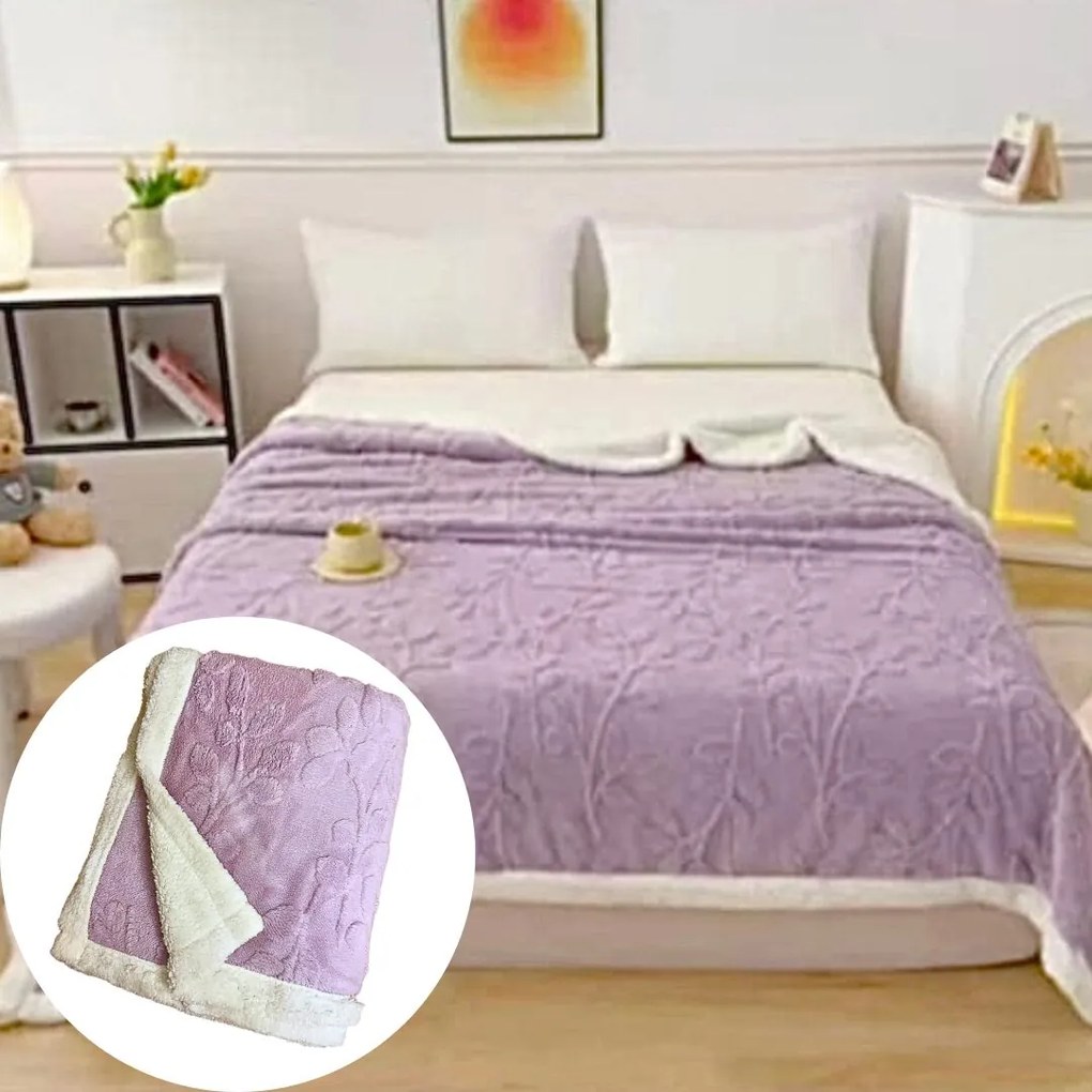 Deka flower luxury baranková z mikroplyšu fialová 200x230cm TiaHome