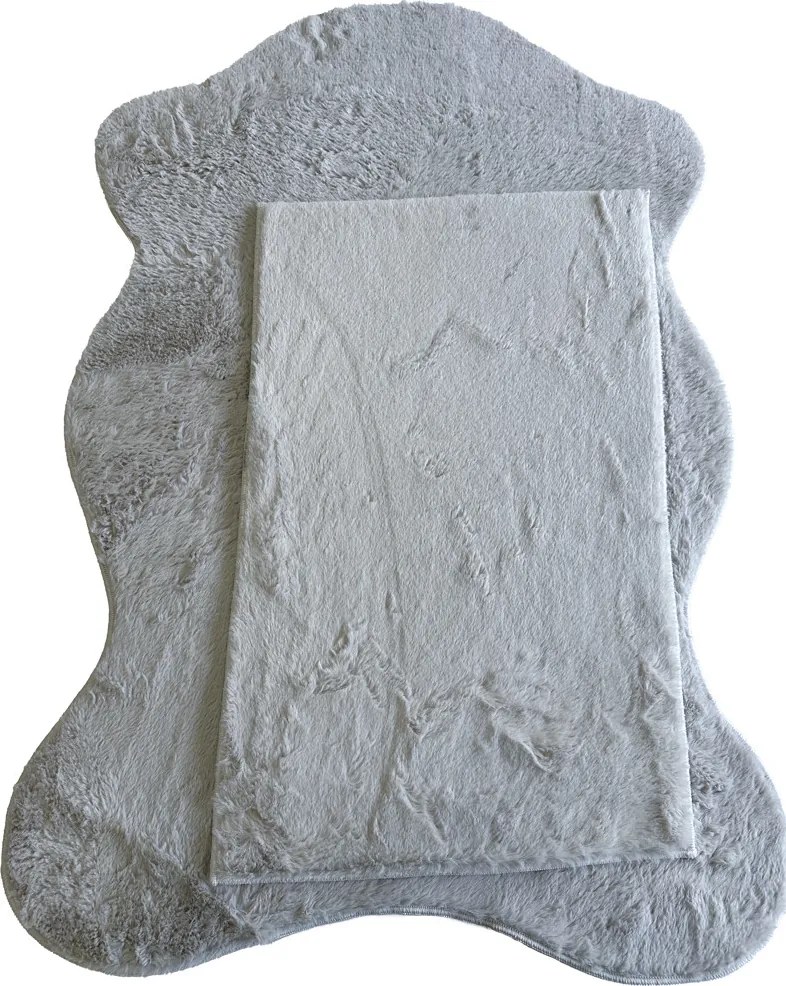 Koberec Puffy 060 sivý obdĺžnikový – Polyester Fur 1500 g/m² Rozmer: 40x60 cm