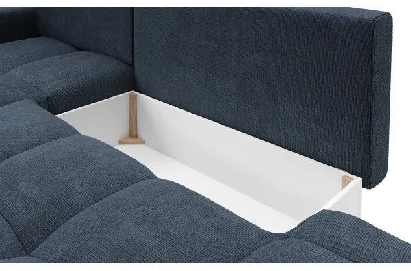 Raztegljiva kotna oblazinjena sedežna garnitura z odlagalnim prostorom v obliki črke L ALMADA, leva, modra