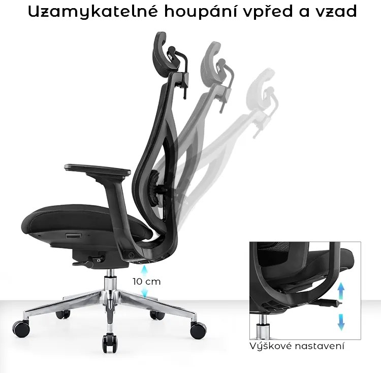Kancelárska ergonomická stolička Neoseat THOMAS — čierna, nosnosť 150 kg