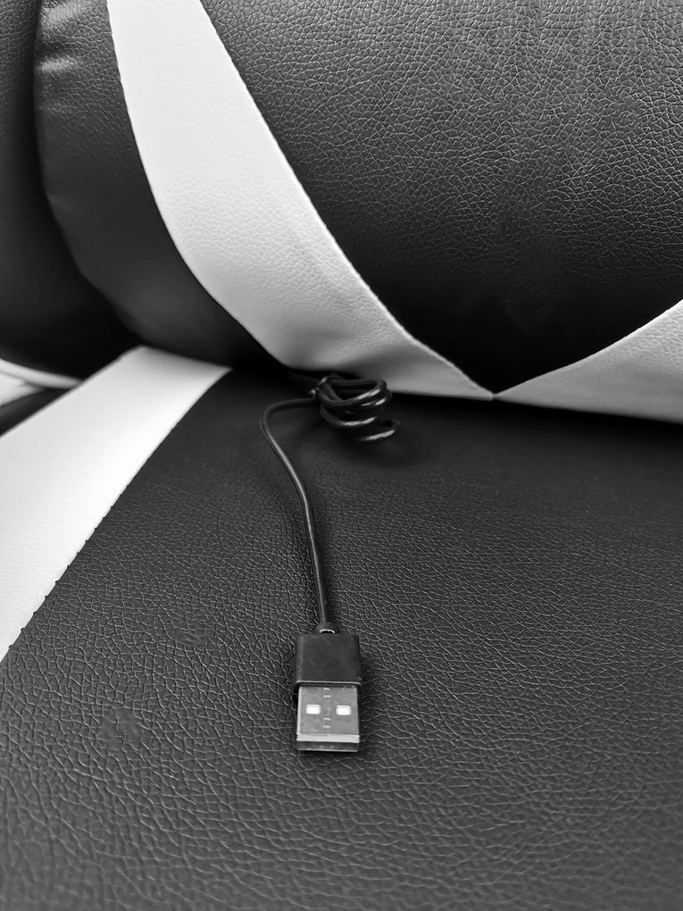 Herní židle SPORT s masážní funkcí KG108 černo-bílá