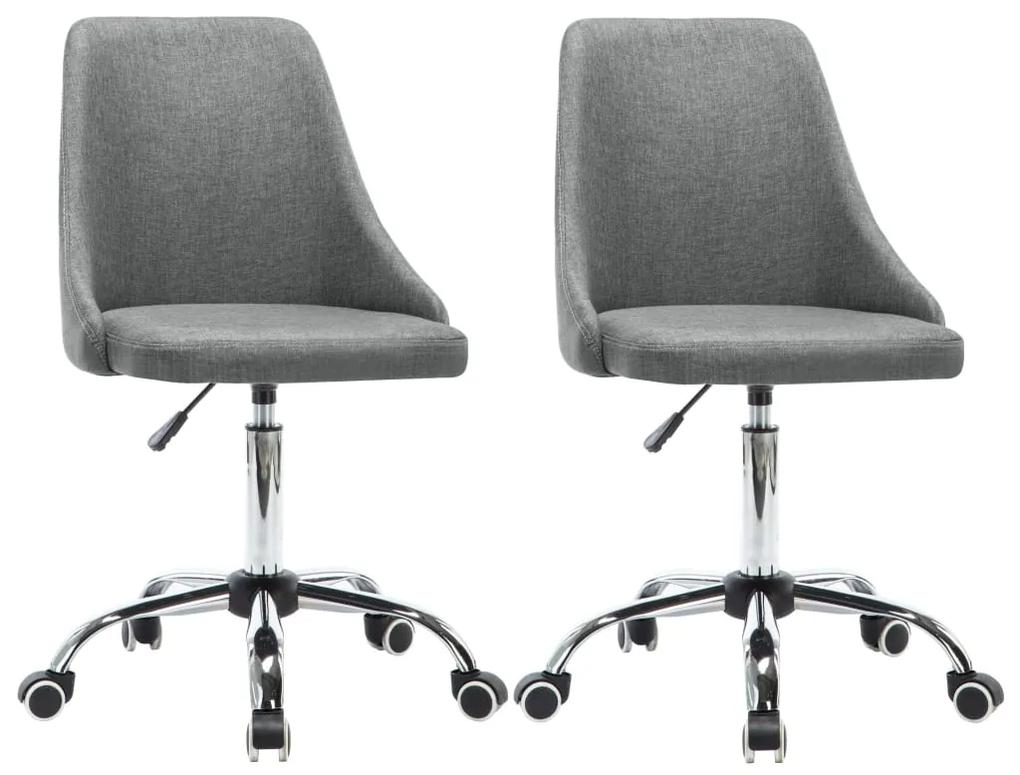 vidaXL Kancelárske stoličky na kolieskach 2 ks bledosivé látkové