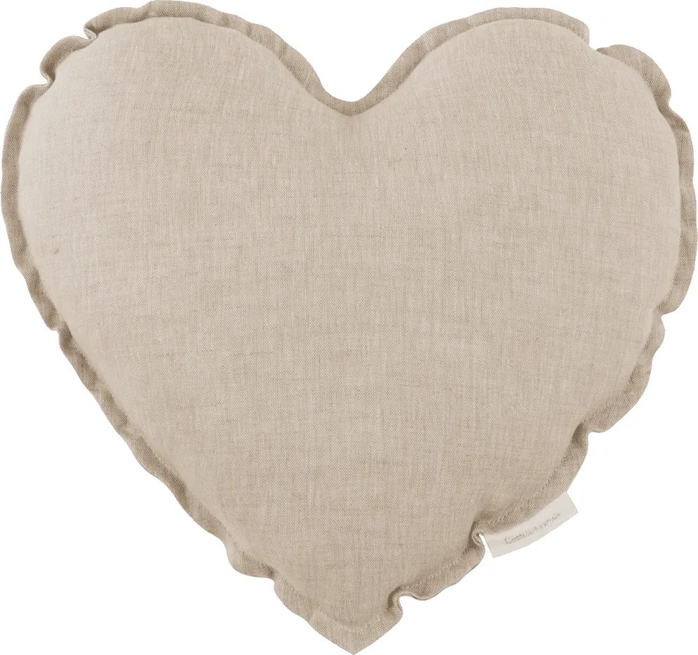 Ľanový vankúš srdca prírodný 44cm