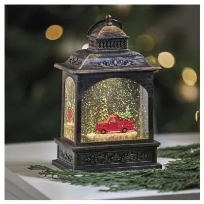 Vánoční LED lucerna s autíčkem a časovačem 21 cm teplá bílá