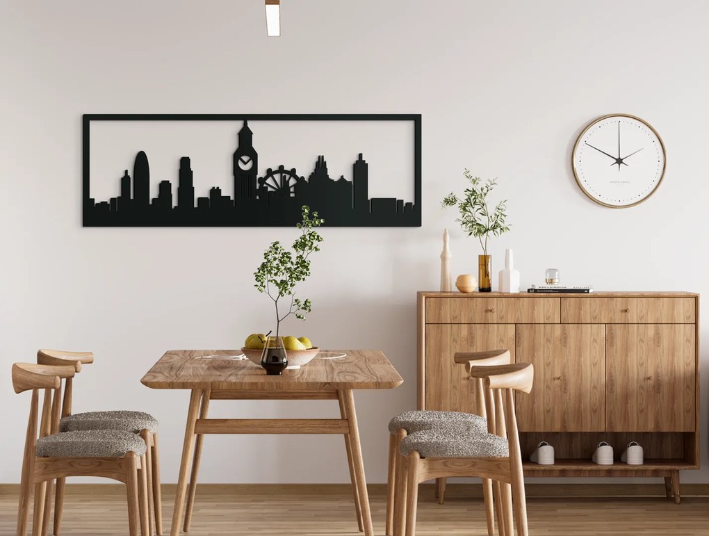 drevko Obraz Londýn panoráma Rozmer obrazu: 29,5 x 89 cm, Farba dekorácie: Čierna