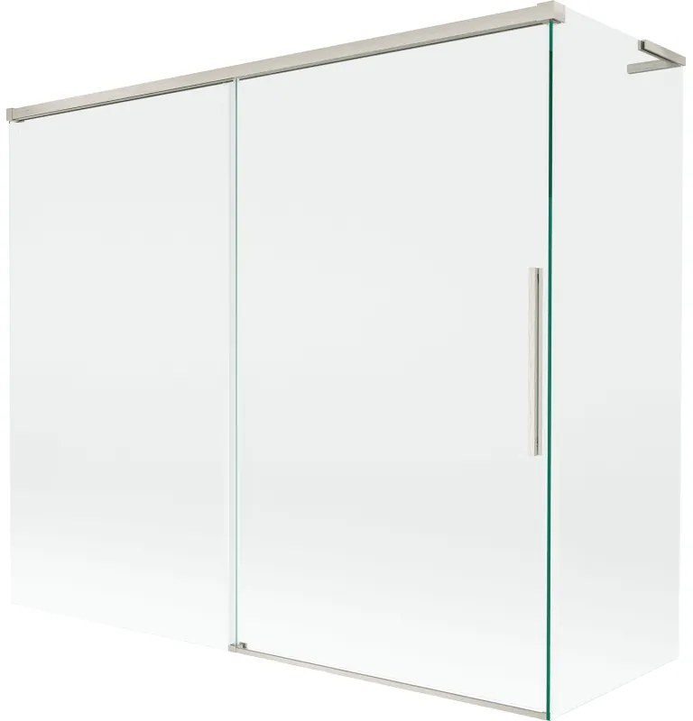 Mexen Rox, L posuvná 2-krídlová vaňová zástena 180 + 80 x 150 cm, 8mm číre sklo, oceľový profil, 8C9L-180-080-97-00
