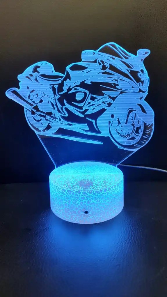 3Dmix 3DL-CRK023 – 3D LED nočná lampa - Motocykel (Crack základňa)