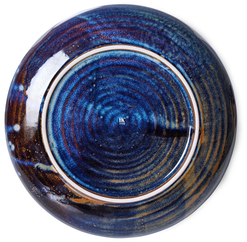 HK living Hlboký keramický tanier Rustic Blue 19cm