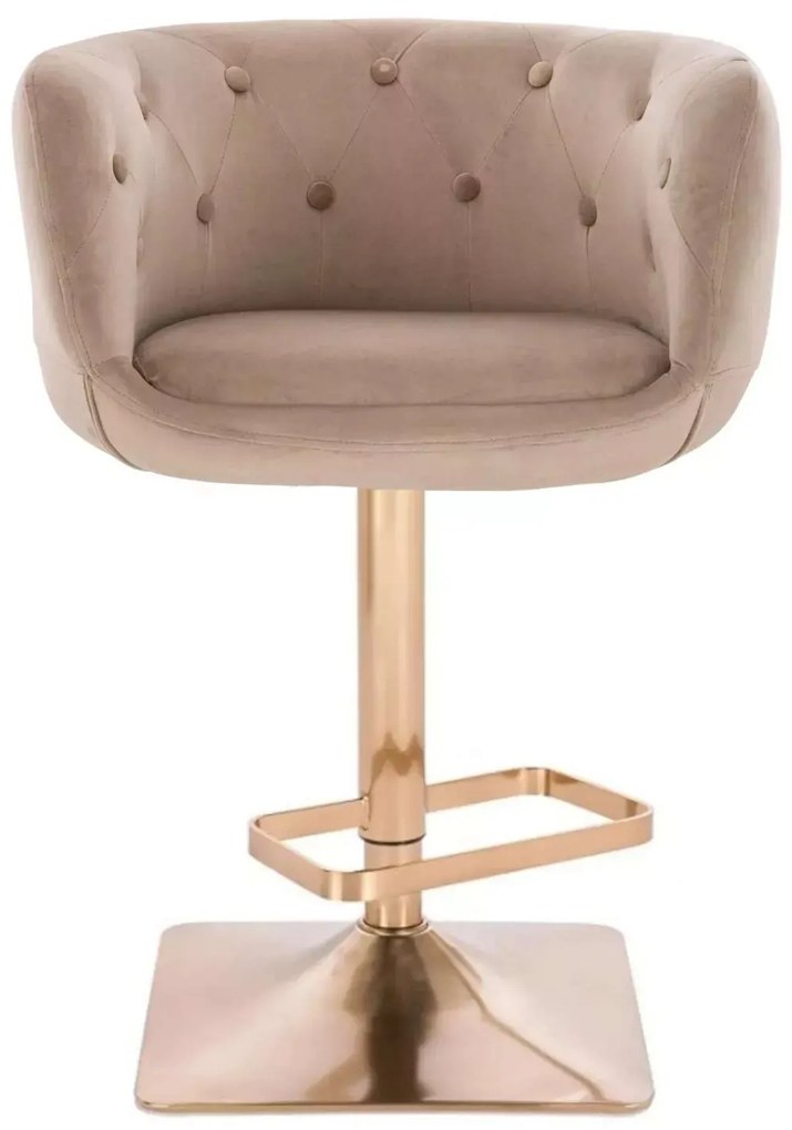 LuxuryForm DESIGN Barová stolička MONTANA VELUR na zlatej hranatej podstave - latte