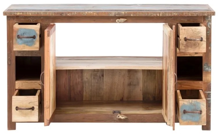 furniture-nabytek.cz - Masívna pod umývadlová skrinka Sumana z recyklovaného dreva, lakovaná, hnedá – 130×50×75 cm