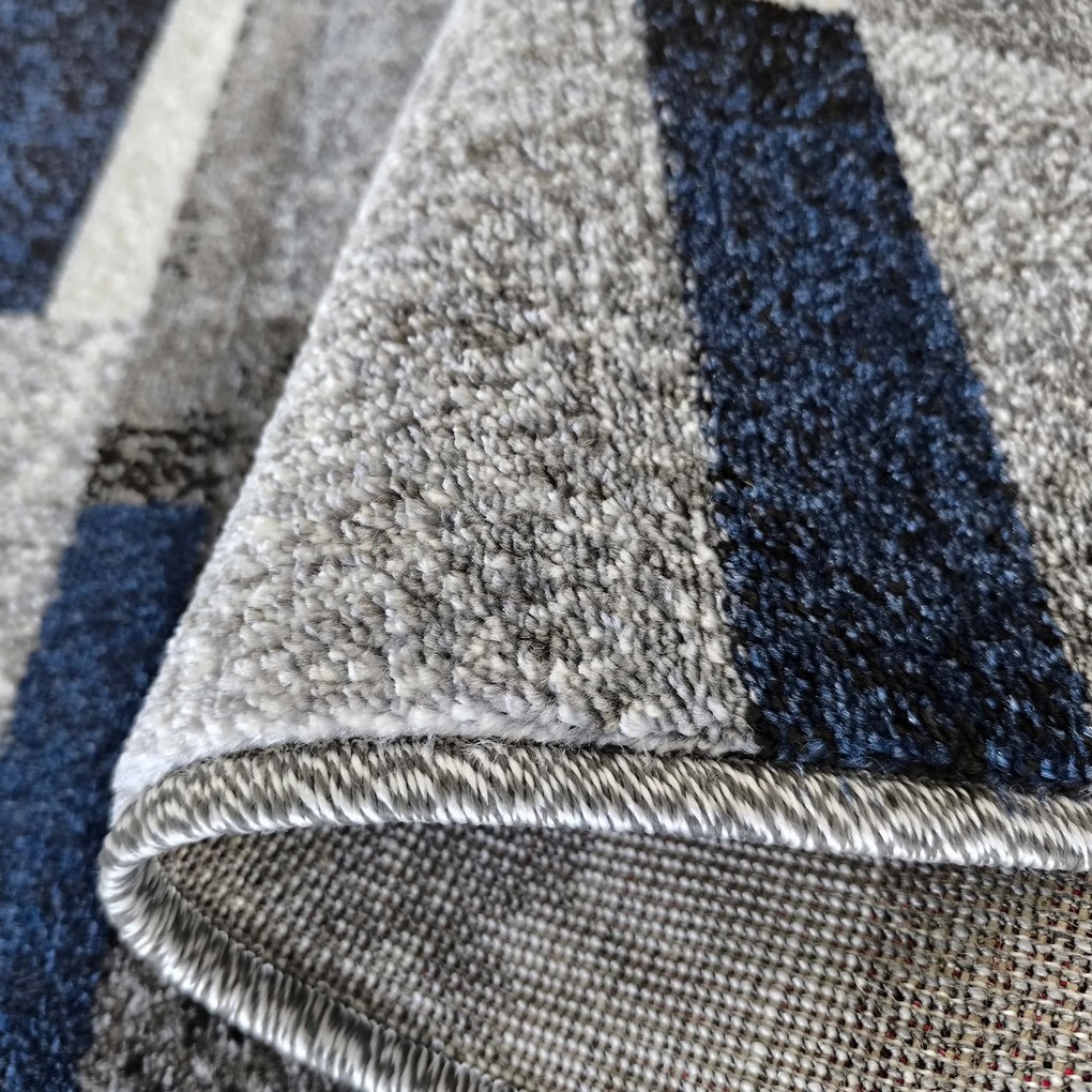 DY Sivo-modrý koberec s geometrickým vzorom Otto 09 Rozmer: 120x170 cm