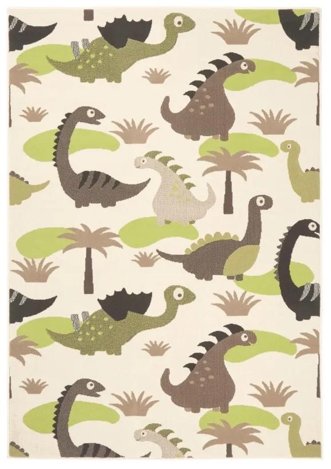 Detský zeleno-hnedý koberec Zala Living Dino, 140 × 200 cm