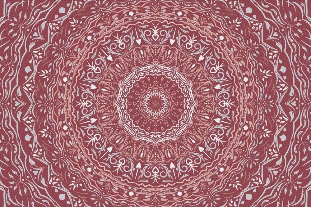 Samolepiaca tapeta ukľudnujúca Mandala v ružovom prevedení