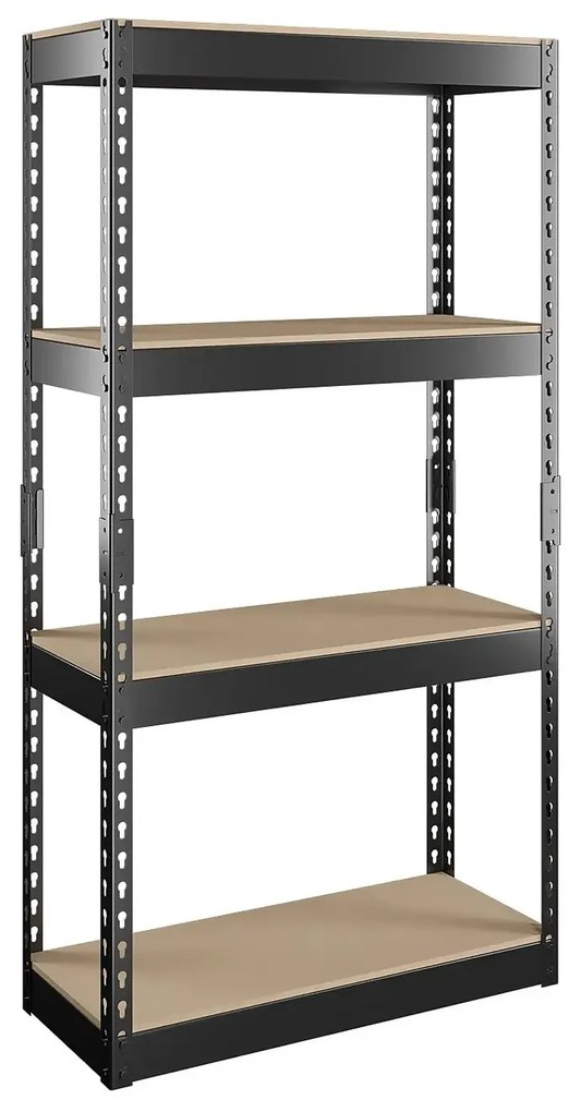 Fistar !!! Akčný balíček: 3x regál 1600x800x400 mm lakovaný 4-policový, nosnosť 700 kg - ČIERNY
