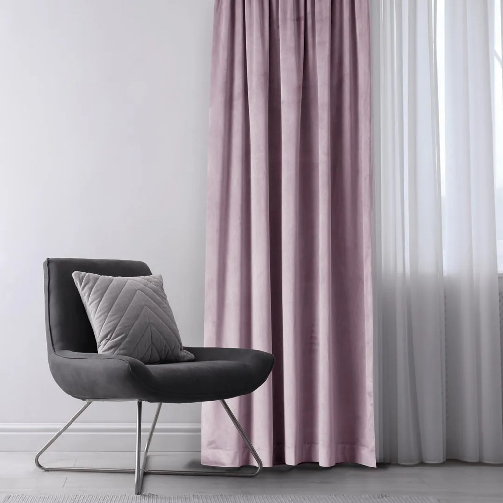 Záves AmeliaHome Velvet s priechodkami 140x270 cm ružový