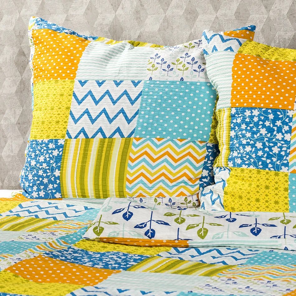 4Home Krepové obliečky Patchwork blue, 140 x 200 cm, 70 x 90 cm, 140 x 200 cm, 70 x 90 cm