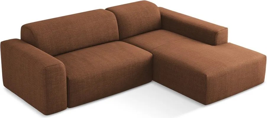 Rohová pohovka v terakotovej farbe (pravý roh/s leňoškou) Keli – Makamii