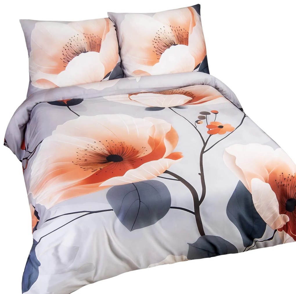 SATÉNOVÉ OBLIEČKY SATINLOVE PREMIUM 200X220 CM, 2KS 70X80 CM KVETY